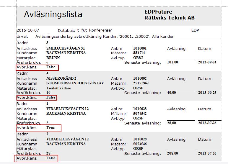 Med layoutdesignern kan kriteriet läggas till på följande listor/rapporter: VA-Orderlista, Avläsningslista (se Fig.