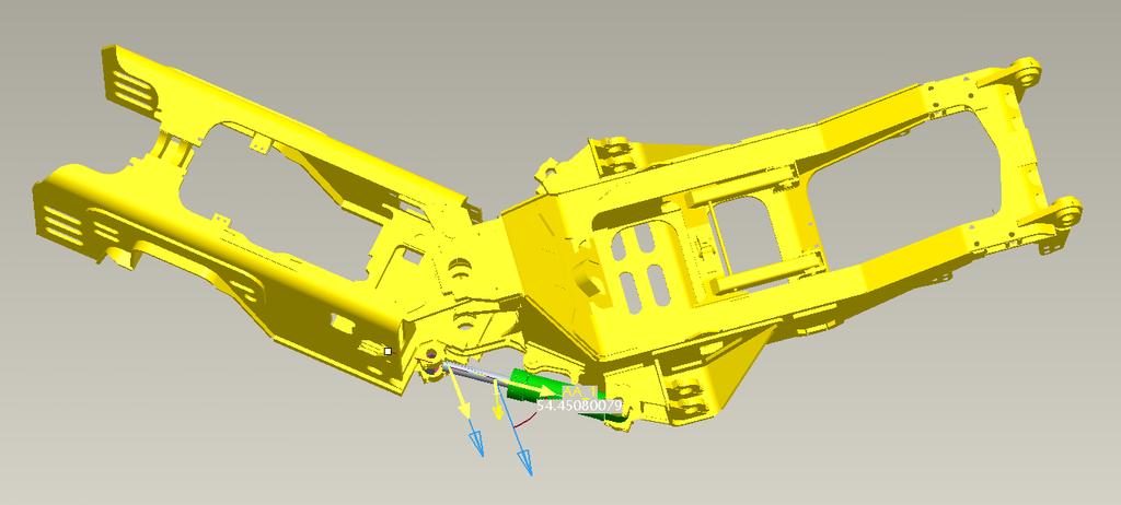 Identifying the angles The first part of the thesis is to determine the range of angles that the force from the steering cylinder is acting from on the trunnion caps and the bolts to the trunnion