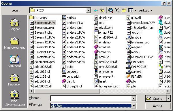 Mätdata som sparats som.prn-fil går lätt att öppna från Excel. Det går även bra att kopiera ett PLW-kalkylblad med hjälp av exempelvis Excel.