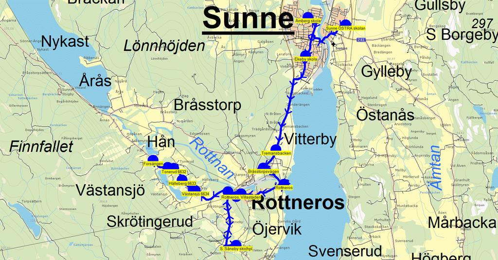 2015-08-18 11:37:17 Karta för Tur TI6801 Entreprenör Kils busstrafik Fordon 6601 Skolbuss 8 Sunne TI6801 14.52 15.