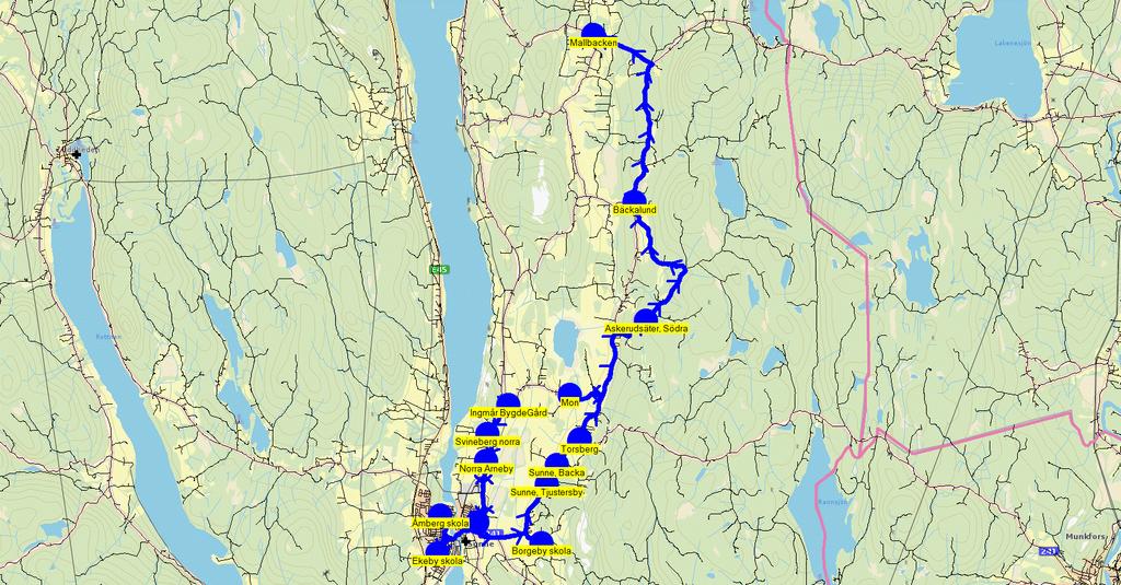 2015-08-18 11:37:41 Karta för Tur TI9930 Entreprenör FB/Jönssonbuss Fordon 6690 Skolbuss 16 Sunne TI9930 14.55 16.