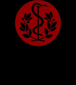 Rött emblem och svart