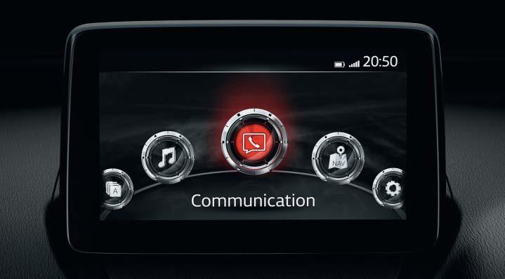 informationsdisplay med pekfunktion HMI commander - multifunktionsvred Filbytesvarning Regnsensor Bluetooth handsfree för telefon/ljud Integrerad navigation med Europakarta FM/DAB-radio med 6