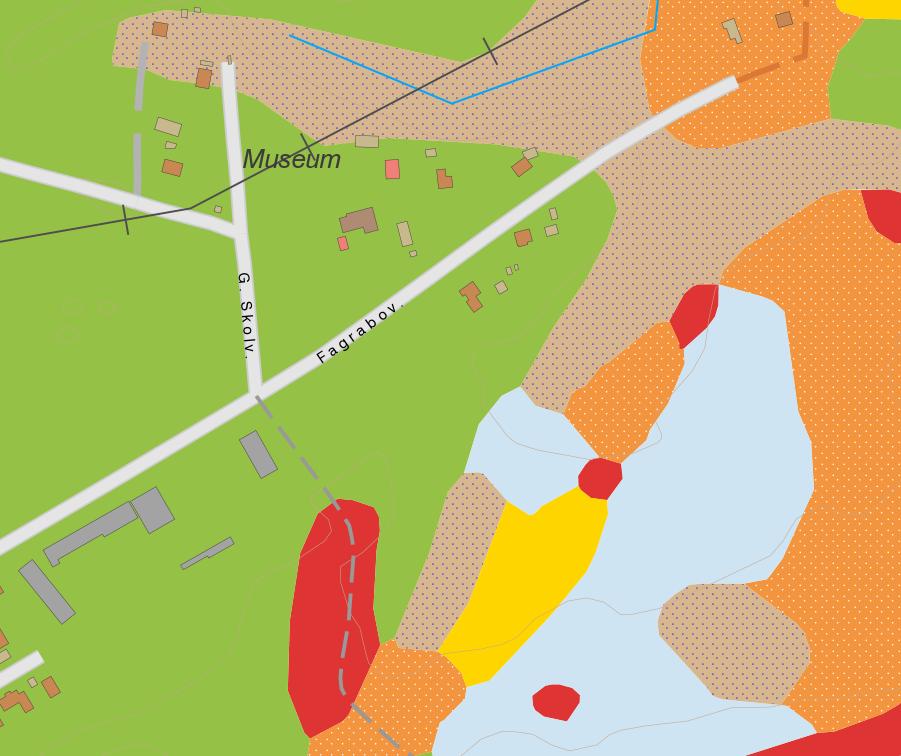 Fagrabo, Vårgårda Stabilitetsutredning 180521 Rev C 181025 4 MARKFÖRHÅLLANDEN Marken inom nordöstra delen av planområdet utgörs av åkermark och sluttar lätt ner åt nordöst där det finns ett