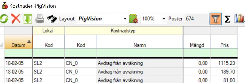 Ange datum, lokal och sök efter intäktstyp i fältet för kod. Ange pris.