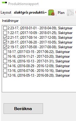 Sida 15 av 19 Produktionsrapport När händelser, uppgifter om foderförbrukning samt ekonomi är registrerade är det möjligt att beräkna en