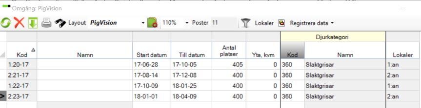 Fyll i omgångens kod och tryck enter, datumen hämtas automatiskt 3.