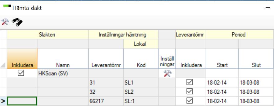 Sida 9 av 19 Hämta slakt Innan slaktuppgifter hämtas första gången ska inställningar vara gjorda för vilket slakteriföretag och leverantörnummer som ska kopplas till respektive stall.