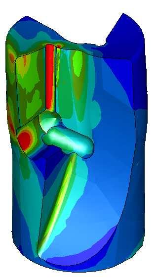 KÄNSLIGHETSSTUDIE VARIANT 1 pos 1 Känslighetsstudie "BOTTENDIAMETER" 1700 1650 pos 2 von Mises-spänning - MPa 1600 1550 1500 1450 Spänning - Position 1 Spänning - Position 2 Dtop=0.