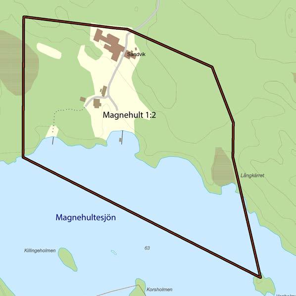 TOMTEN Total areal 300 775 m² plus ett icke uppmätt område i sjön Magnehultesjön.