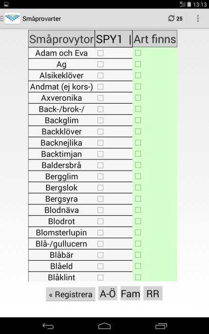 Registreringskolumnen är synlig.