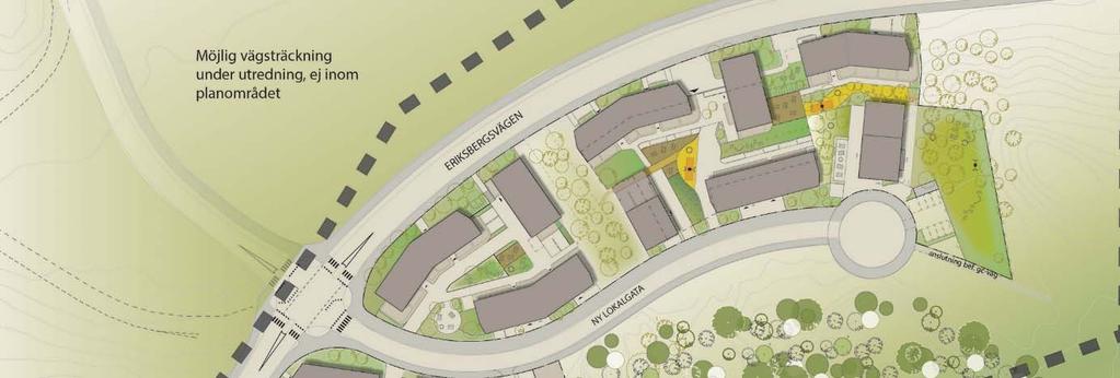 Bebyggelse och gestaltning Förutsättningar Planområdet är obebyggt men ligger i direkt anslutning till flerbostadsbebyggelsen i Eriksberg.