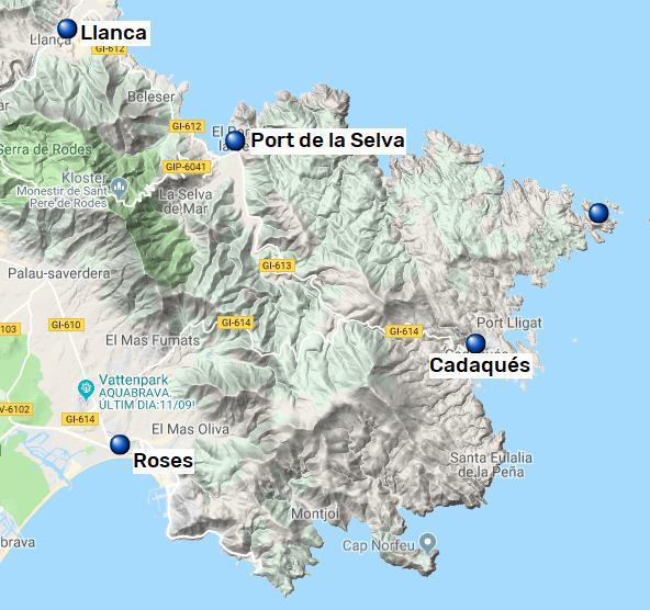 Costa Brava, Roses Llançà, 5 nätter 6(7) Costa Brava Vandringen följer i huvudsak leden GR-92, men bitvis går leden även längs GR-11 och Camí de Ronda.