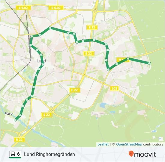 Riktning: Lund Ringhornegränden 27 stopp VISA LINJE SCHEMA Lund S:T Lars Lund Köket Sankt Lars väg 3, Lund Lund S:T Lars Parkering Skånevägen, Lund Lund Östanväg Smålandsvägen 20, Lund 6 buss