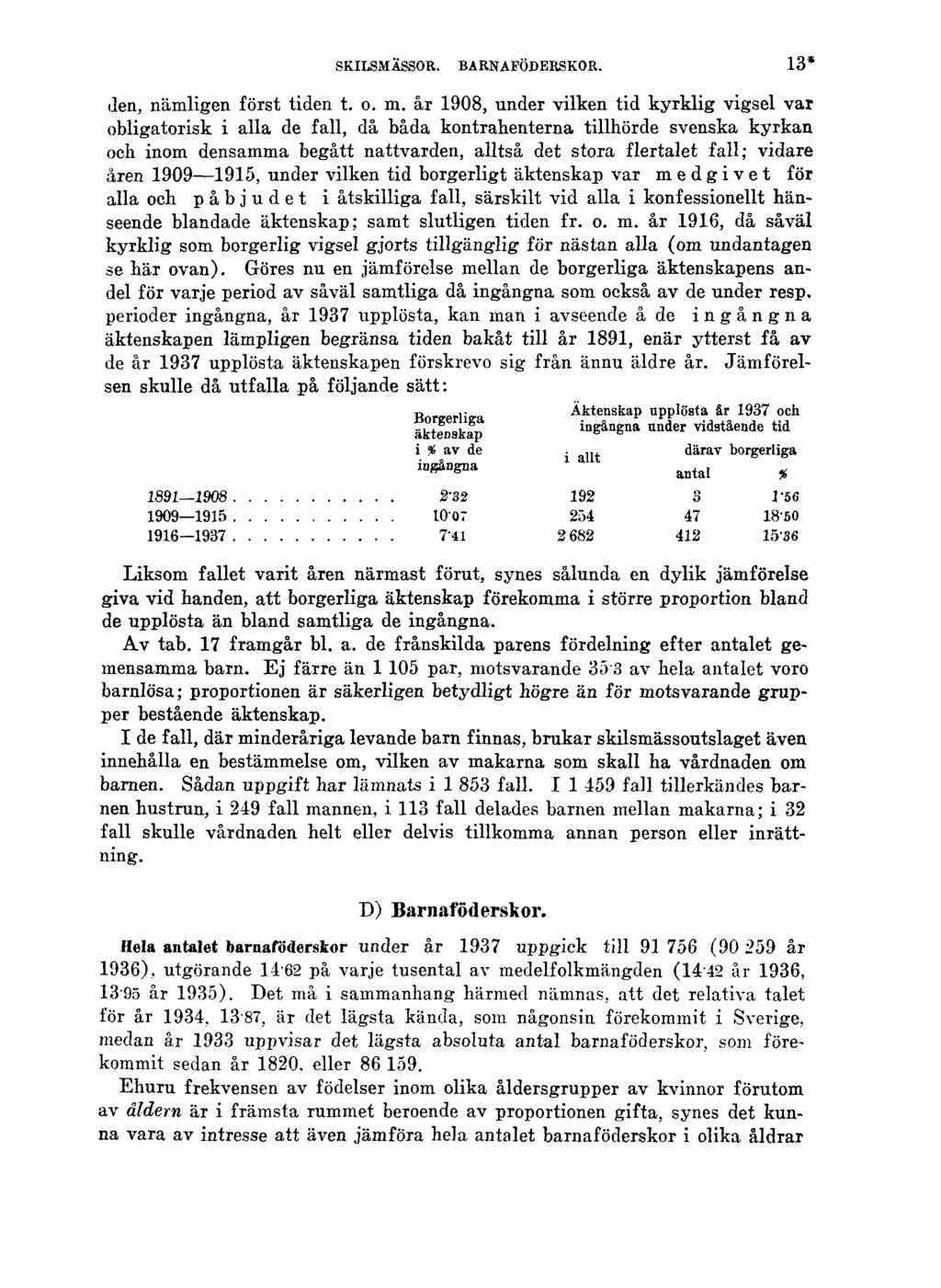 SKILSMÄSSOR. BARNAFÖDERSKOR. 13* den, nämligen först tiden t. o. m.