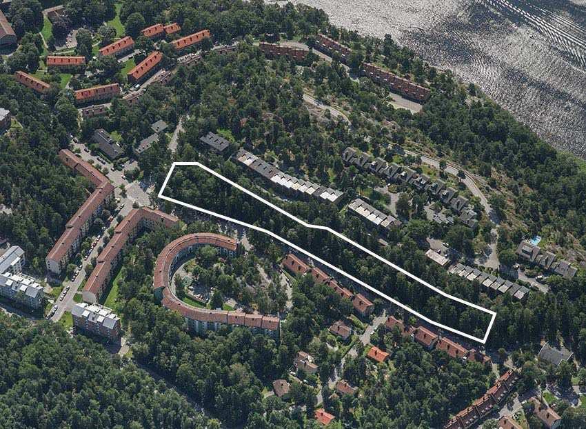 Sida 3 (10) Snedbild mot söder med planområdet markerat. Markägoförhållanden Stockholms stad är markägare.