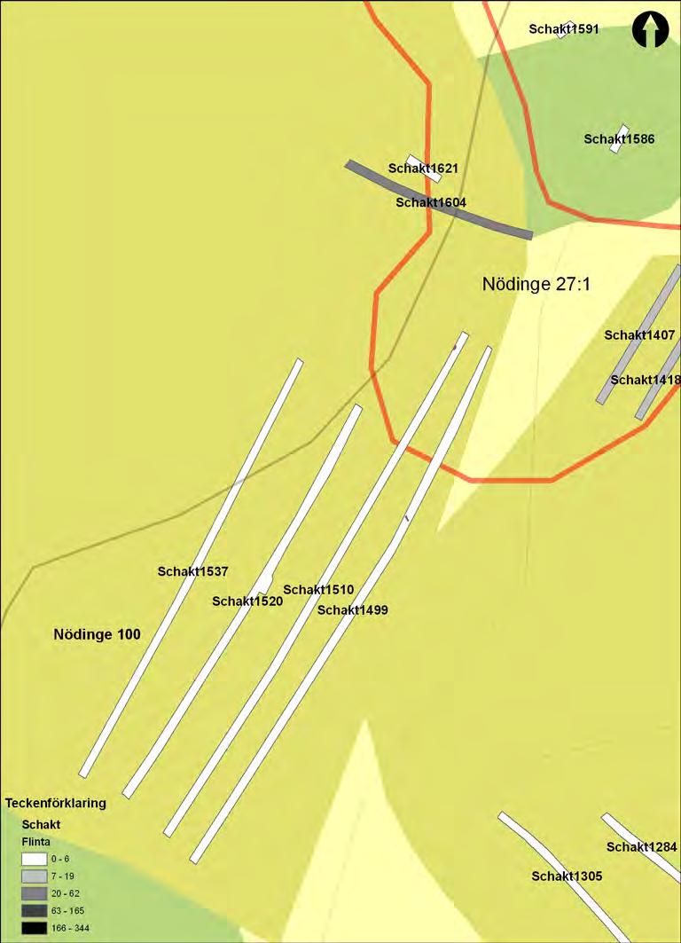 Lödöse museum 2011:19 Schaktplan Nödinge 100 Kartan visar