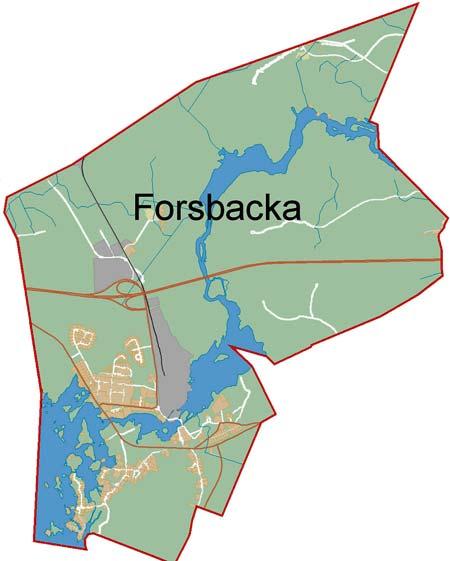 2 5 Fakta om Forsbacka Karta Allmänt om området Orten är belägen 17 km väster om Gävle, vid Gavleåns utlopp ur Storsjön. Forsbacka är en gammal bruksort av riksintresse för kulturmiljövården.