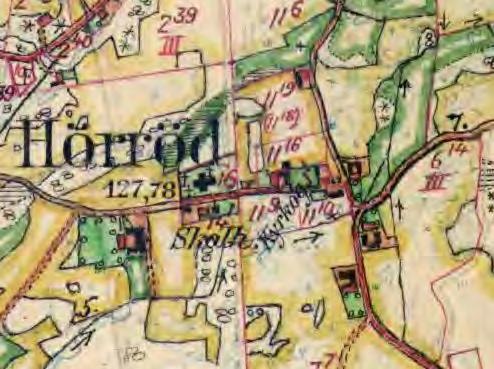 Till vänster ett urklipp ur Häradsekonomiska kartan från åren 1926-34.
