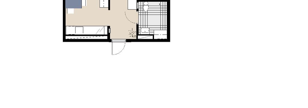 5 rum & kök, 43 kvm Gavellägenhet med två balkonger 5 rum & kök, Boarea 43 m² Dubbla badrum Stora sällskapsytor Flexibel planlösning underliggande terrass lgh 50 har ingen ovanliggande balkongplatta
