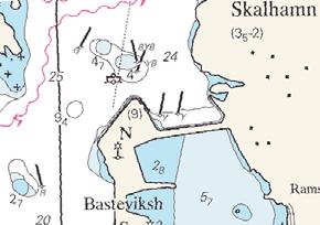 13 Nr 62 * 2330 Sjökort/Chart: 933, 9331 Sverige. Skagerrak. Stångenäs. Basteviksholmen. Ny kaj. Djupuppgift.