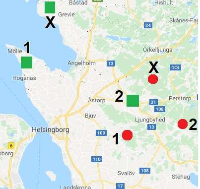 11 21 48 68 FRÅGA 8: Svensk geografi / Skånska orter