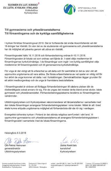 Bilaga 5: Kyrkostyrelsens kanslichefs och Utbildningsstyrelsens