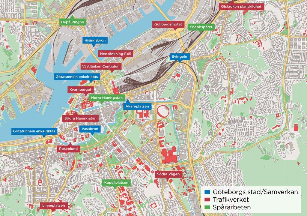 Goda stadsmiljöer För varje aspekt av trafikmiljön är det minskad nöjdhet i minst ett primärområde för boende eller verksamheter. Framkomlighet för bil har minskad nöjdhet i flest primär områden.