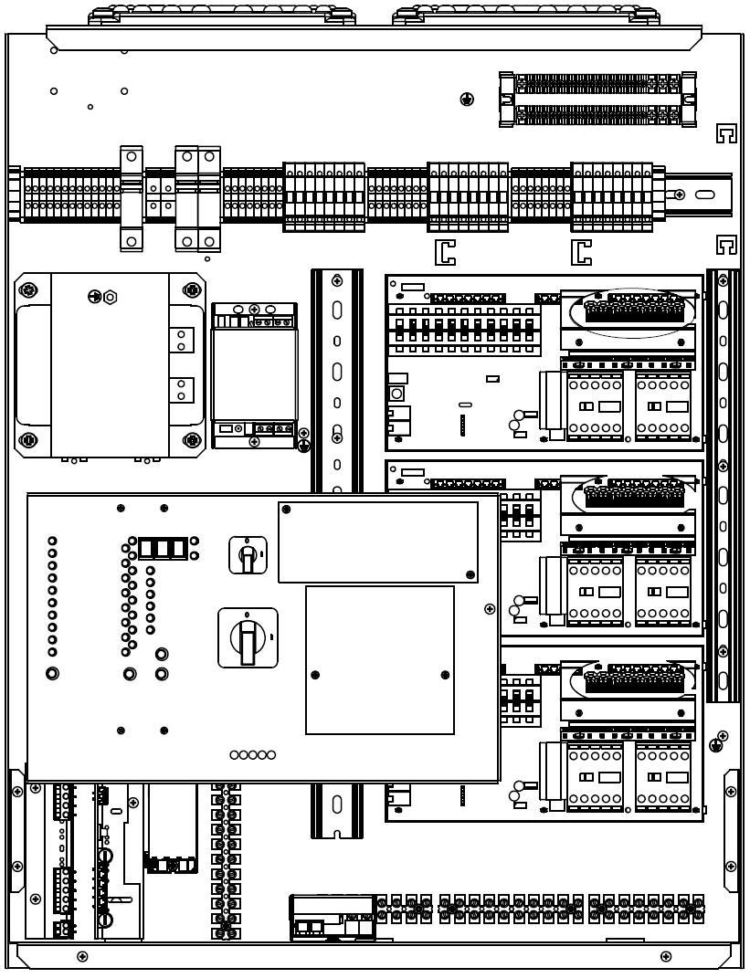 26 5.2.1 Layout över delar Distribution säkring F1 eller F1, L1 L3 i F- modeller. Batterisäkringarna F2 och F3.