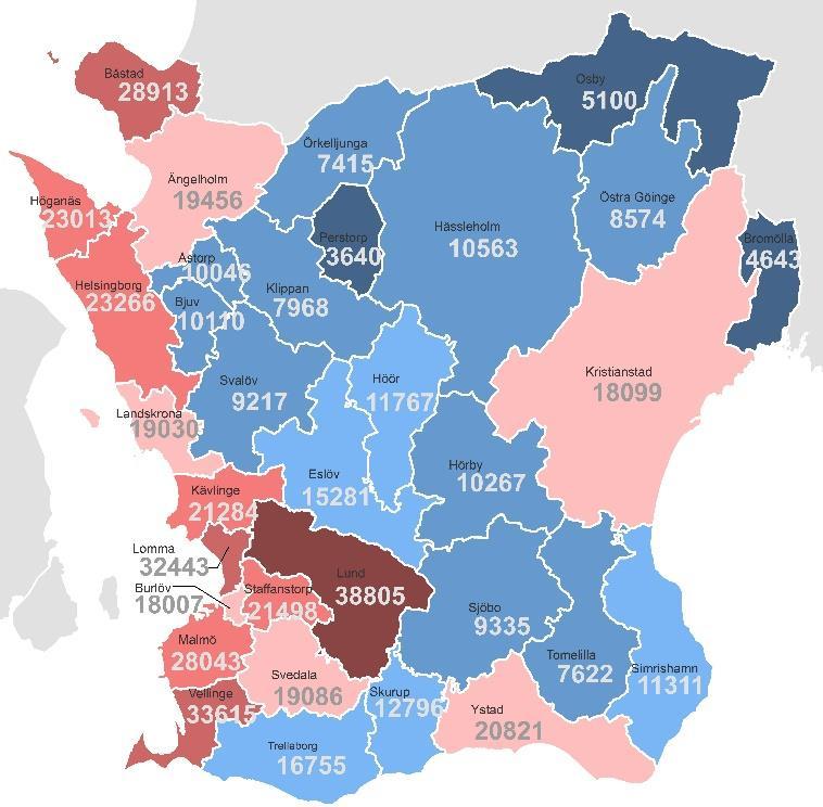 regionens största stad Malmö de högsta priserna. Regionens flerkärnighet innebär att höga priser också noteras för andra kommuner.