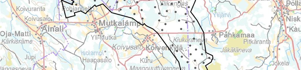 Alternativ 3 (ALT 3) I alternativ 3 byggs högst 57 vindkraftverk i området av Mutkalampi i Kannus och Uusi Somero i Karleby (bild 3).