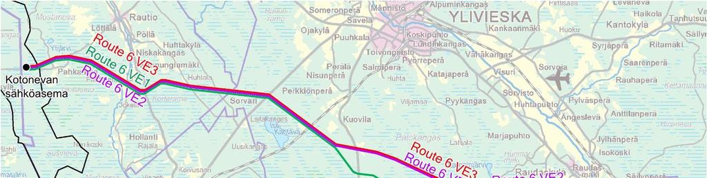 Uusnivala är ca 42 kilometer (bild 5). Vindkraftsparkens elstation kommer att placeras på Kotoneva som ligger i projektområdets mellersta del i området av Pahkamaa i Kalajoki. Bild 5.