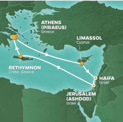 I Cyperns näst största stad, Limassol, får vi njuta av kultur och historia innan vi kryssar vidare mot det heliga landet Israel. Här övernattar vi både i Haifa och i Ashdod.
