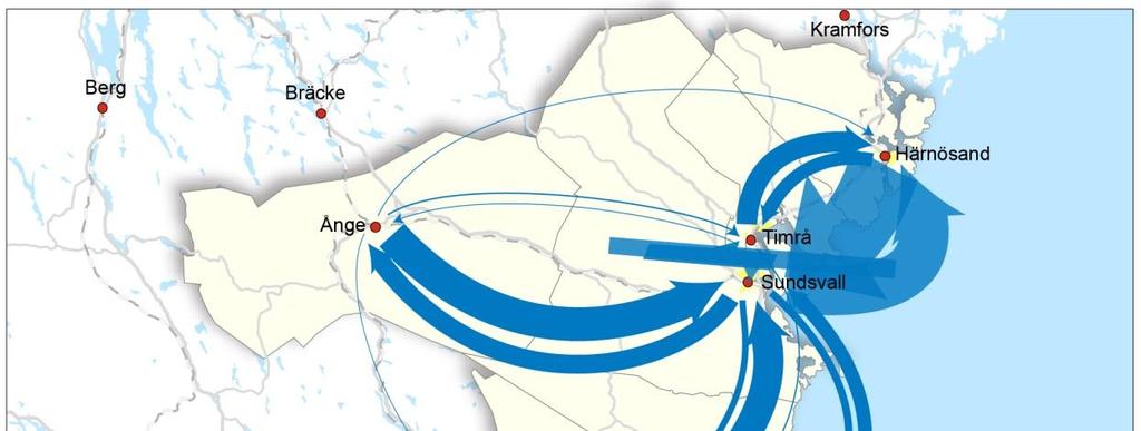 Figur 2.3-1. Pendling i Sundsvallsregionen. Källa: SCB.