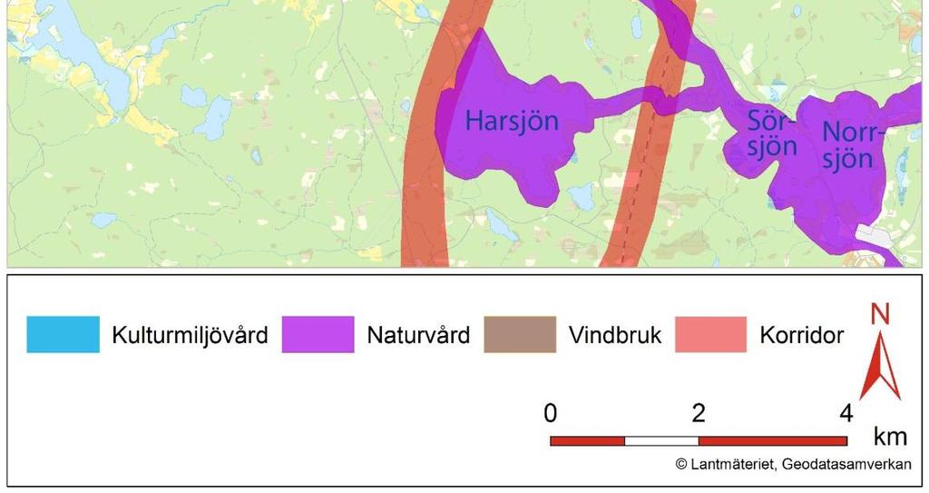 Blåmarkerad yta avser riksintresse för kulturmiljövård (Centrala