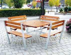 rastplatser och kiosker. Bordet har hål för parasoll. från 3.