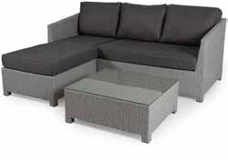 ROSITA Komplett soffgrupp, 3 sits-soffa, 2 fåtöljer & bord 16995:- Rosita - En klassisk stilren soffgrupp med hög rygg och stomme av aluminium.