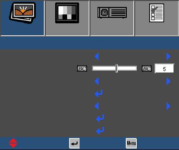 Användarkontroller BILD Avancerade BILD DISPLAY INSTÄLLNING ALTERNATIV BILD Avancerade Gamma Standard BrilliantColor Färgtemperatur Medel Färginställningar Färgområde AUTO Signal Avsluta UppNed Välj