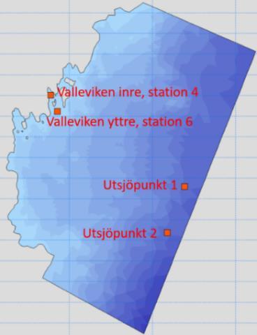 4.3 Uppvällning av näringsrikt djupvatten till Valleviken En möjlig förklaring till Vallevikens halter av närsalter skulle kunna vara att näringsrikt djupvatten från utsjön kommer in i viken.