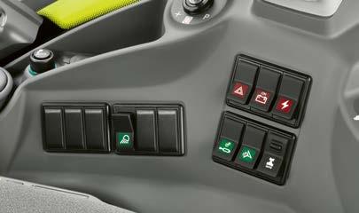 pekskärm 4 ELECTROPILOT med två dubbelverkande hydraulventiler och två F-knappar 5 Kontrollpanel CEBIS 6 Inställning av arbetsdjup för frontlyft och bakre trepunktslyft 7 Aktivering av främre