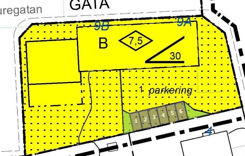 12(17) Illustrationen visar förslag på parkeringslösning inom fastigheten Rönnen 1. Angöring, utfart Planområdet angörs från Ringvägen via Gunillagatan och Sturegatan.