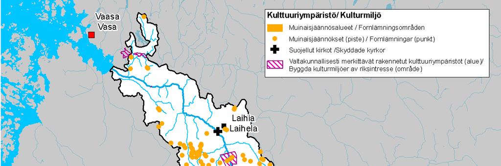 Enligt inventeringen av byggda kulturmiljöer av riksintresse, som utarbetats av Museiverket år 2009, finns i Laihela ås avrinningsområde eller i dess omedelbara närhet fem kulturmiljöobjekt som