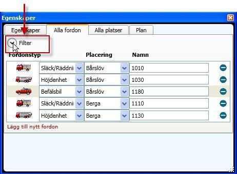 samhällsskydd och beredskap 80 (102) 9.2.7.1. Fliken Egenskaper Denna flik fungerar inte i denna version av ROPA. 9.2.7.2. Fliken Alla fordon I fliken Alla fordon kan du se detaljer om dina fordon (enheter) samt göra ändringar av egenskaperna hos dina fordon.