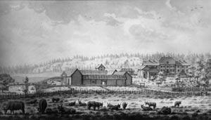 Fig. 5:1. Herrgården i landskapet. Ryda kronosäteri, Nysätra socken, år 1778. Teckning av sonen i innehavarfamiljen, Gustaf af Sillén, sedermera arkitekt.