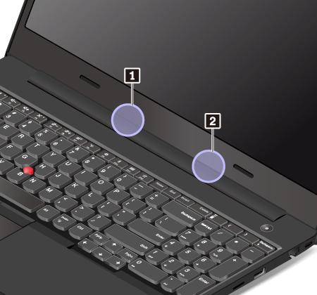 Placering av UltraConnect trådlösa antenner Bärbara ThinkPad-datorer har antennsystemet UltraConnect inbyggt i bildskärmen för att ge optimal mottagning vid trådlös kommunikation.