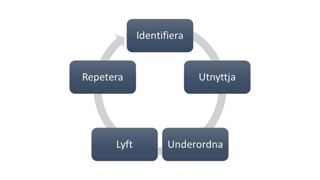 Teoretiskt ramverk 2.4 Theory of Constraints (TOC) Theory of Constraints är en metodik som är utvecklad av forskaren och författaren Dr. Eliyahu M. Goldtratt.