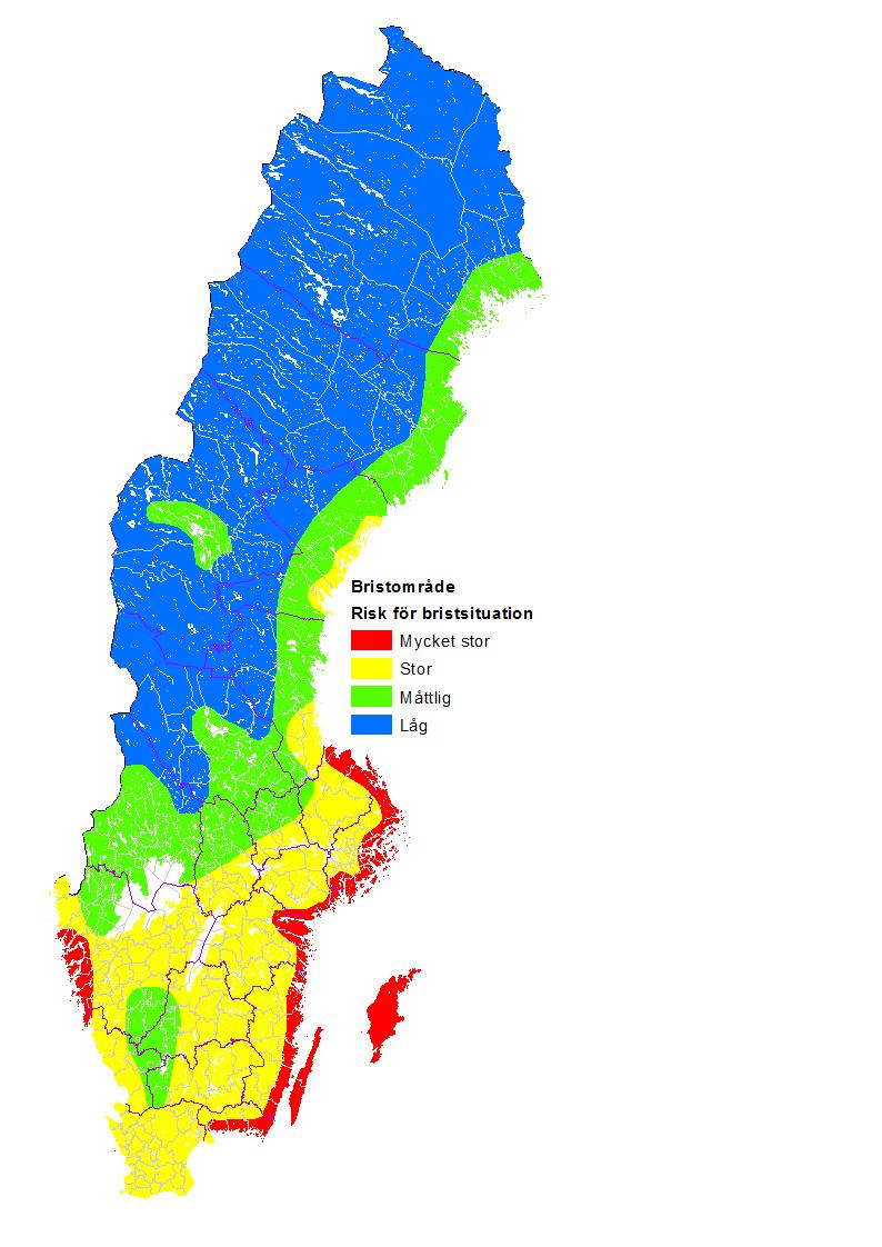 Åtgärder vid brist Kommuner Bevattningsförbud (i tid) Sänka tryck Information om