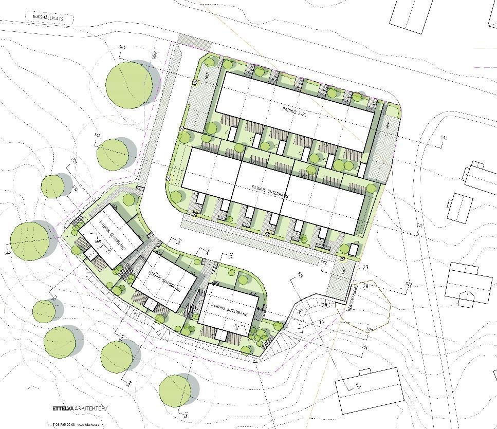 Sida 14 (35) enligt Länsstyrelsens rekommendationer vara fritt från bebyggelse. Sammanhållen bostadsbebyggelse närmare vägen än 75 meter bör undvikas.