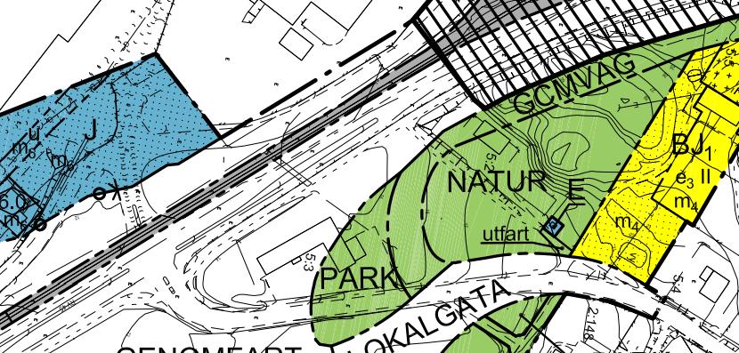 Bild 3, detaljplan 1462-P78 Den nya placeringen är enligt detaljplanen inom område som markerats som vägområde.