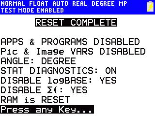 Skärmen RESET COMPLETE (Återställning slutförd) visas. TI-84 Plus C 5. På elevens räknare, tryck på Œ för att verifiera att applikationerna har inaktiverats.